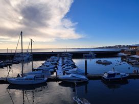 A marina with boats in the water at Sea View Retreat in Bridlington