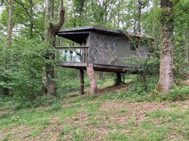 A treehouse surrounded by trees at The Tree House in the Woods Longhope