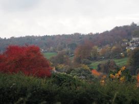 A view of trees and hills with houses at Golden Valley View, Stroud