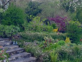 A garden with plants and flowers near stone steps at Kerslake House in Crafthole