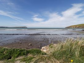 A beach scene with sand and sea at Ty Mor in Newport, Pembrokeshire