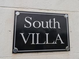 A sign that reads South Villa at South Villa in Sandsend near Whitby