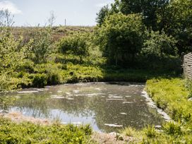 A pond surrounded by grass and trees at The Chard in Carlisle