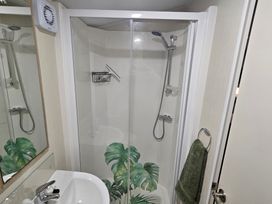 A bathroom with a shower and sink at Homeslea 33 Millennium Gardens in Morpeth
