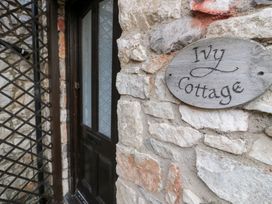 An entrance with a door and nameplate at Ivy Cottage in Abergele