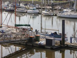 A marina with boats docked at Marina House in Whitby