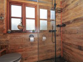 A bathroom with a shower and toilet at Coach House in Camelford