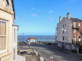 A view of the sea from a window at Masons Place in Whitby