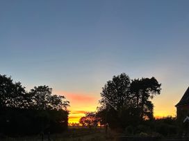 A sunset with trees in silhouette at Cutbush Farmhouse in Norwich