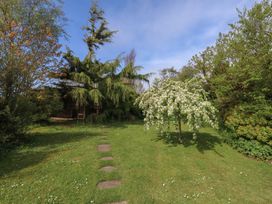 A garden with a flowering tree and a pathway at Millmead House in Portesham