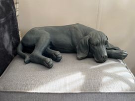 A dog sculpture on a sofa cushion at Hoburne Blue Anchor - Holiday Accommodation 307, Minehead