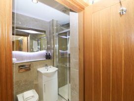 A bathroom with a shower and toilet at Apartment 1, Bryn Mel Manor Menai Bridge