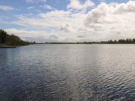 A view of a lake with trees in the background at Sweetbriar Lodge Castlerea