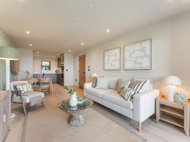 A living room with a sofa and coffee table at tbc in St. Ives