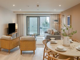 A living room with a sofa and coffee table at tbc in St. Ives