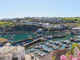 A view of a harbor with boats and houses at Trewollock in Mevagissey