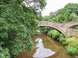A bridge over a river surrounded by trees and plants at a natural outdoor location
