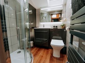 A bathroom with a shower and toilet at TyCosy in St Davids
