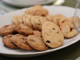 A plate with cookies in a kitchen at Lansdowne Grange in Bridlington