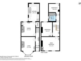 A floor plan showcasing rooms and measurements at 18 Mayville Avenue in Scarborough