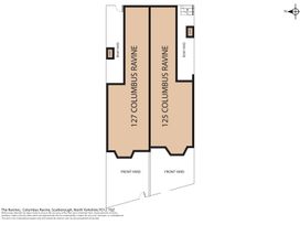 A floor plan showing 127 and 125 Columbus Ravine at The Ravines Scarborough