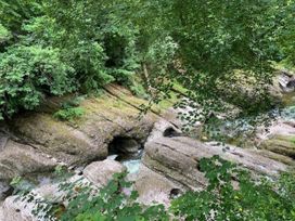 A river flowing through rocky terrain with trees and plants surrounding it in Blairgowrie