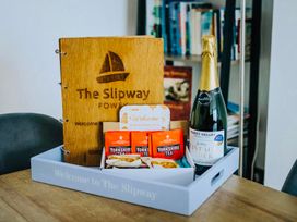 A welcome package with tea and cider at The Slipway Fowey Harbour with Garden Fowey