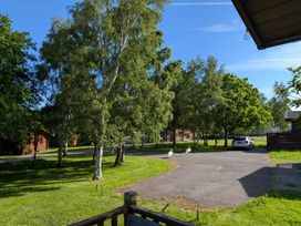An outdoor area with trees and a car at Felmoor Park Northumberland Lodge with Hot Tub near Felton