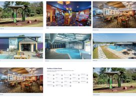 Various facilities including playground, arcade, restaurant, indoor pool, and outdoor pool at Golden Sands Holiday Park Dawlish