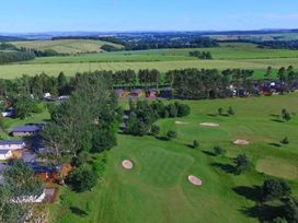 An aerial view of a golf course and holiday park at Lillardsedge Luxury Caravan Sleeps 6 with Parking near Lilliardsedge Holiday Park near St Boswells