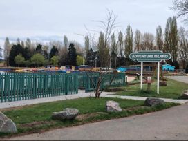 A park entrance with a sign at Adventure Island in Northampton