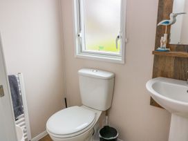 A bathroom with a toilet and sink at Caravan in Girvan