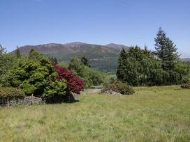 A view of mountains and trees with grass at Swallow's Nest in Keswick