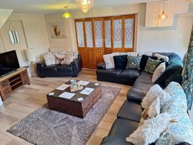 A living room with a coffee table and sofa at Boundcliffe Farm in Allerston near Pickering