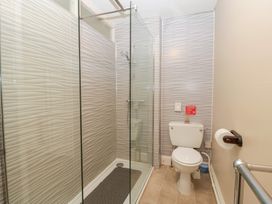 A bathroom with a shower and toilet at The Croft in Vowchurch near Peterchurch
