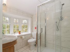 A bathroom with a shower and sink at The Croft in Vowchurch near Peterchurch
