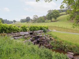 A view of a stream with stones and grass at Ty Gwyn Llangwm near Bala