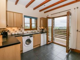A kitchen featuring appliances and a view at Y Bwthyn in Swyddffynnon near Pontrhydfendigaid