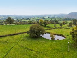 A landscape with a pond and trees at Bwthyn Ty Newydd in Llangadfan