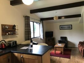 A kitchen and living room area at Snowdrop in Saltburn-by-the-Sea