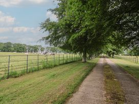 A pathway with trees along the sides at The Old Log Shed in Honiton