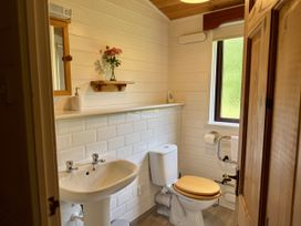 A bathroom with sink, toilet and window at Willow Lodge Constantine near Falmouth