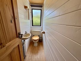 A bathroom with a toilet and sink at Willow Lodge Constantine near Falmouth