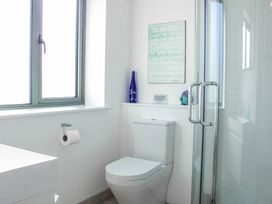A bathroom with a shower and toilet at 4 Ocean Reach Bolberry
