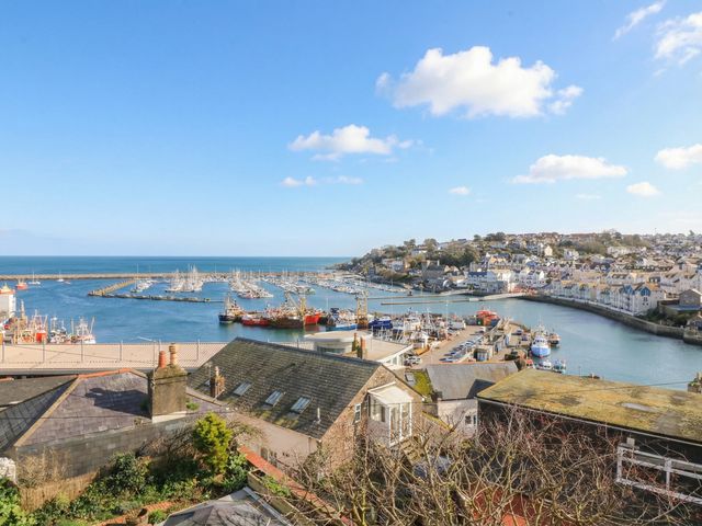 A harbor with boats and buildings overlooking the sea at Hidden Treasure in Brixham