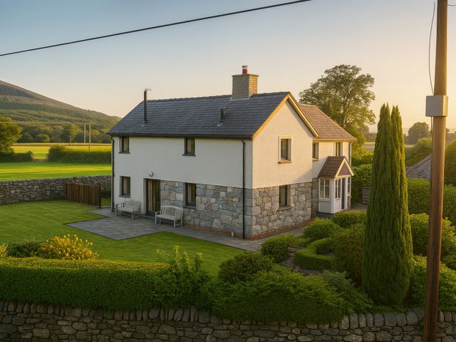A house with a garden and patio at Bronfa Tregarth near Bethesda