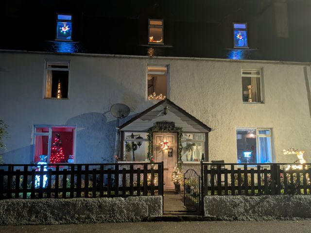 A house with Christmas decorations at Ivy House in Kingussie