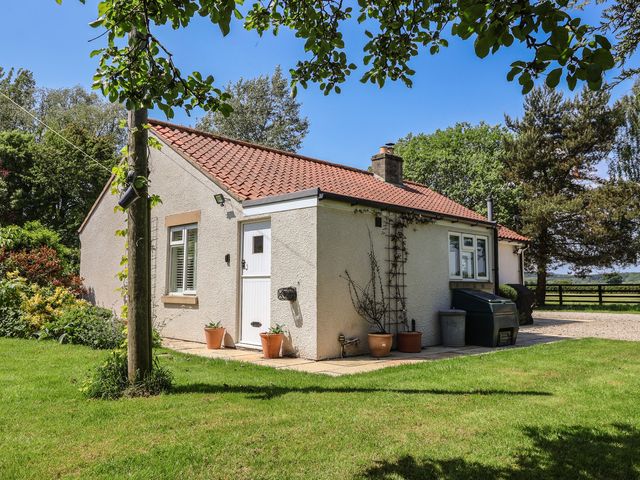 A house with a garden and planters at Low Grounds Cottage in Harome near Helmsley