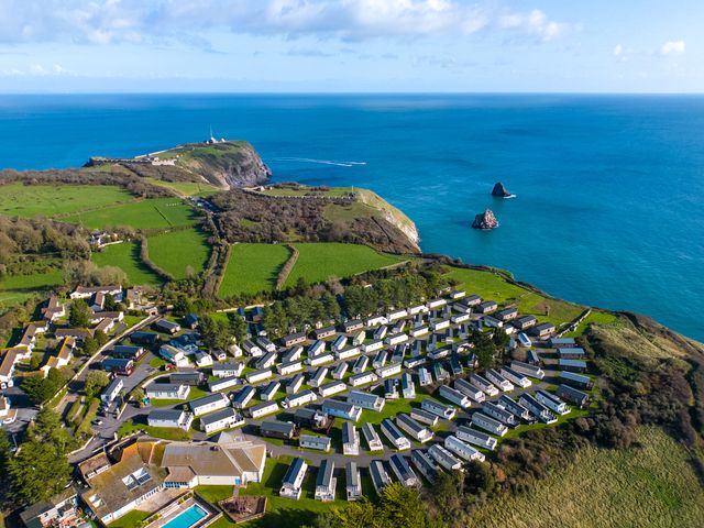 A holiday park with mobile homes near the coast at Chalet 7 at Landscove Holiday Park Brixham