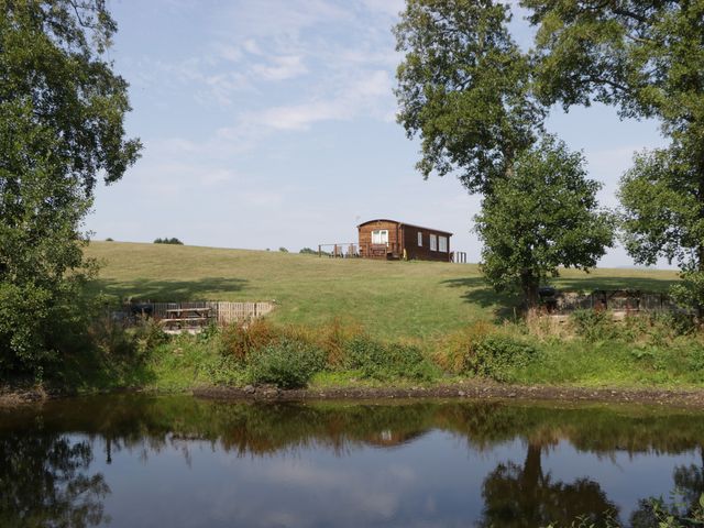 A house on a hill with trees and water at Poppy in Raglan
